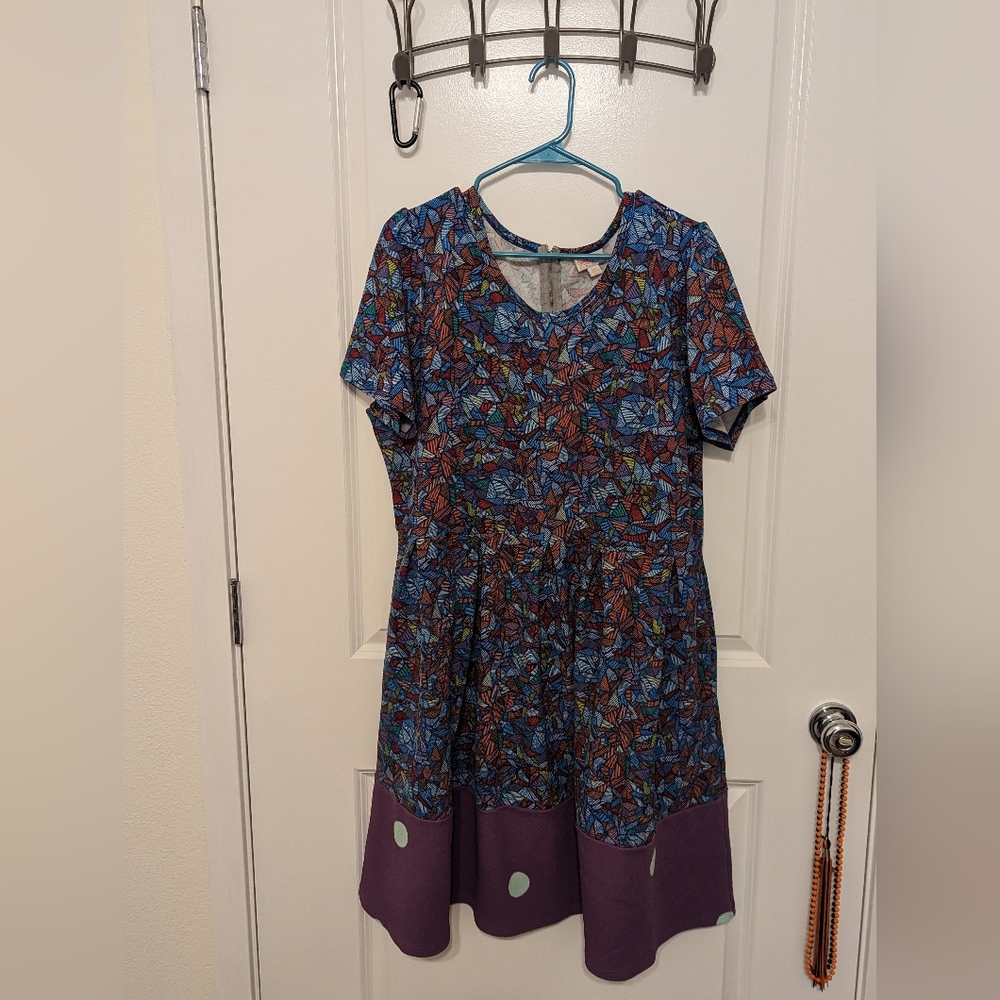 LuLaRoe Amelia Pleated Textured Dress 3XL